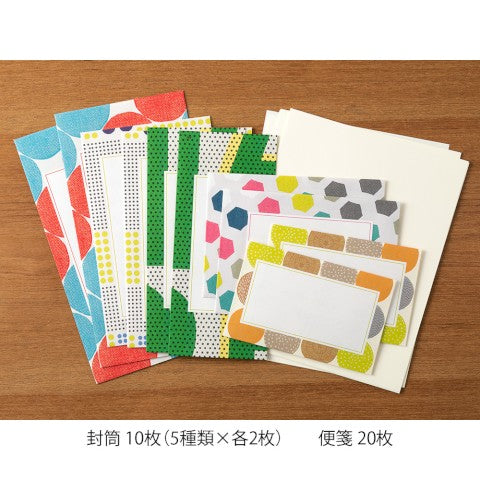 Midori Letter Set - Bright Geo Envelopes