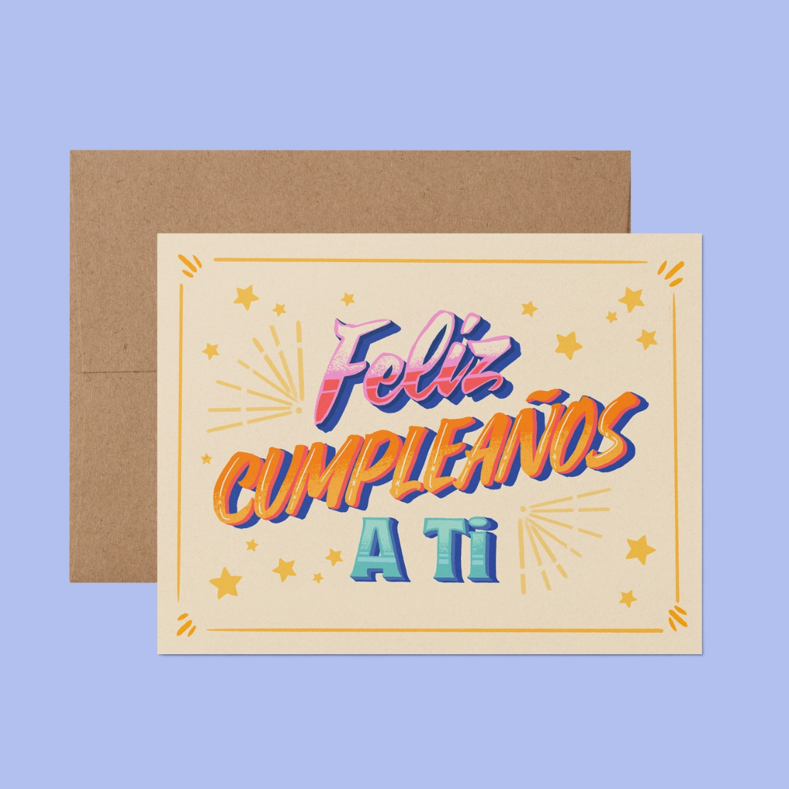 Feliz Cumpleaños A Ti Rótulo Spanish Birthday Greeting Card