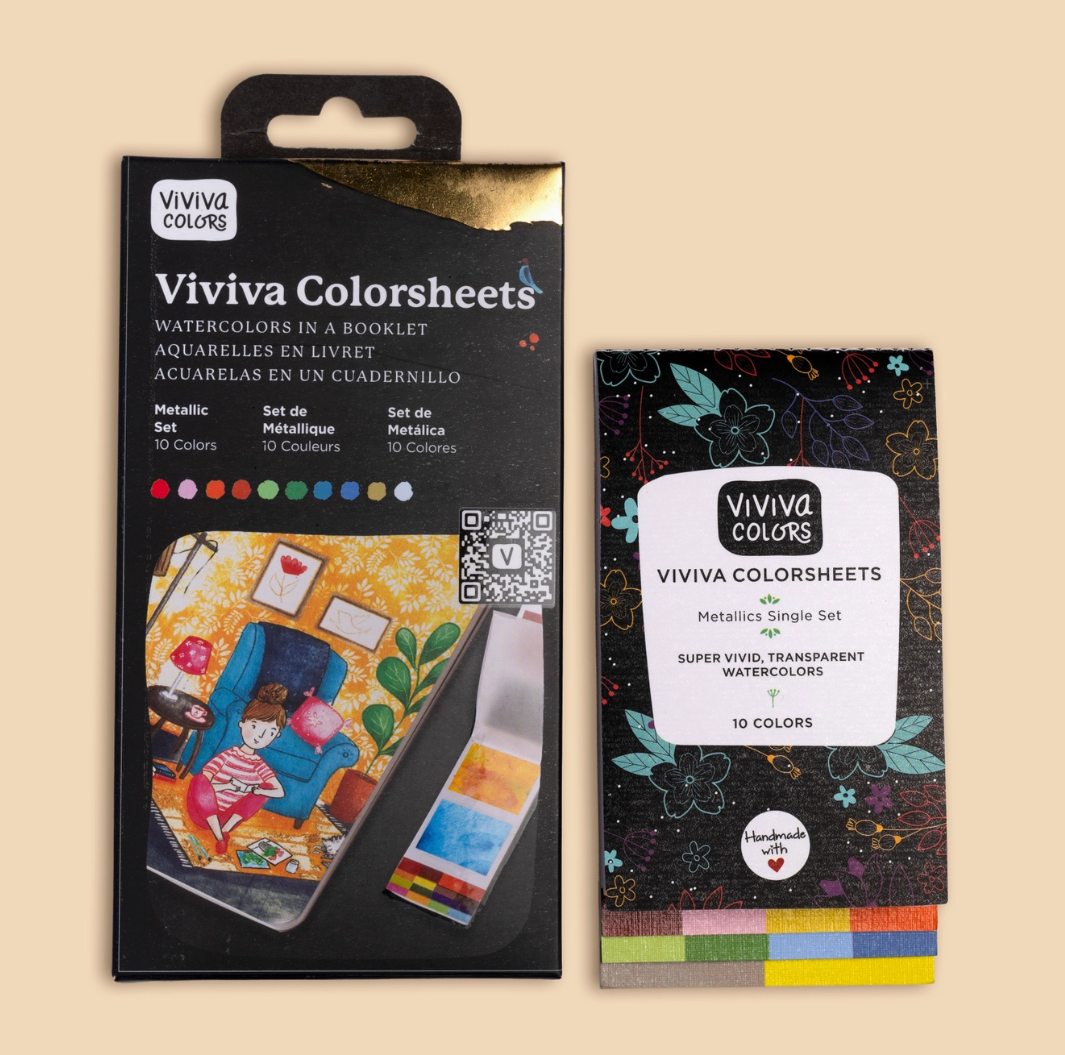 Viviva Colors Metallics Colorsheets- 10 Handmade Watercolors