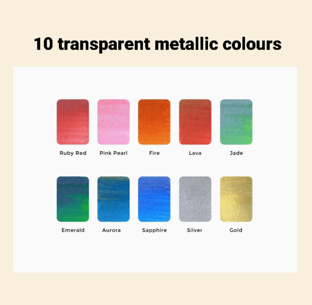 Viviva Colors Metallics Colorsheets- 10 Handmade Watercolors