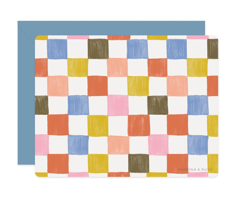 Checkered Hello Flat Notes Letter Set