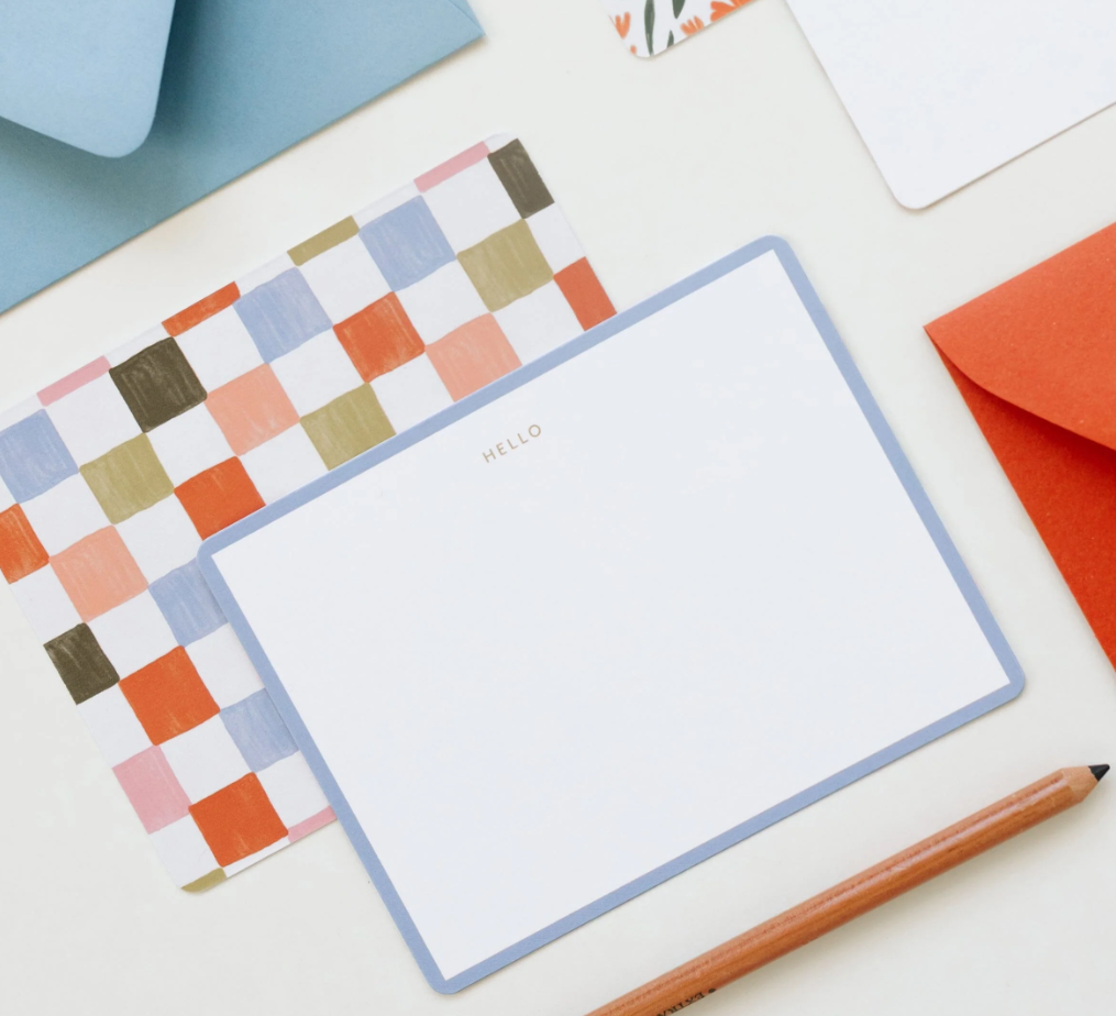 Checkered Hello Flat Notes Letter Set