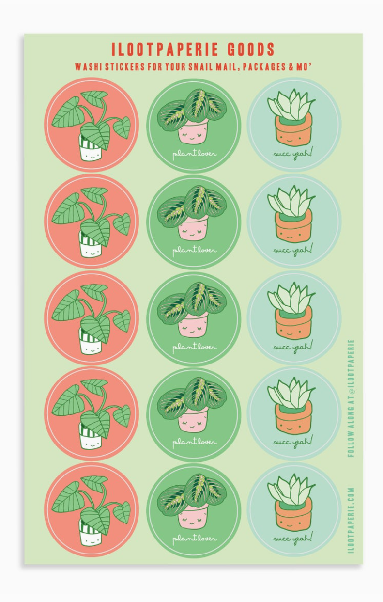Plant Lovers Washi Tape Sticker Sheet For Snail Mail
