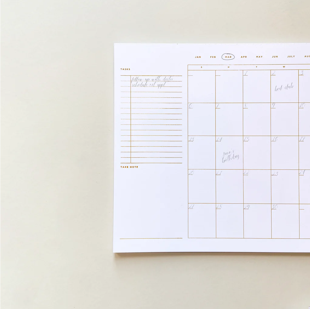 Open Dated Desk Calendar in White