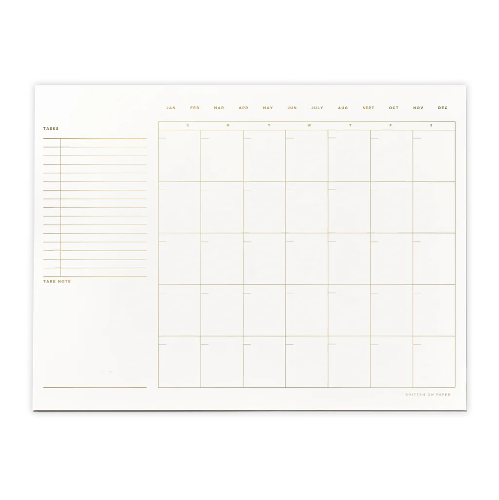 Open Dated Desk Calendar in White