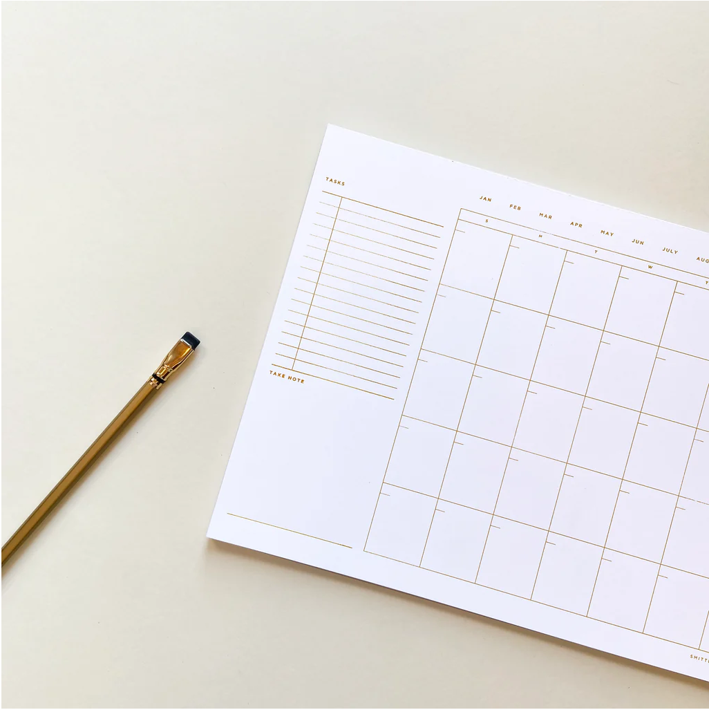 Open Dated Desk Calendar in White