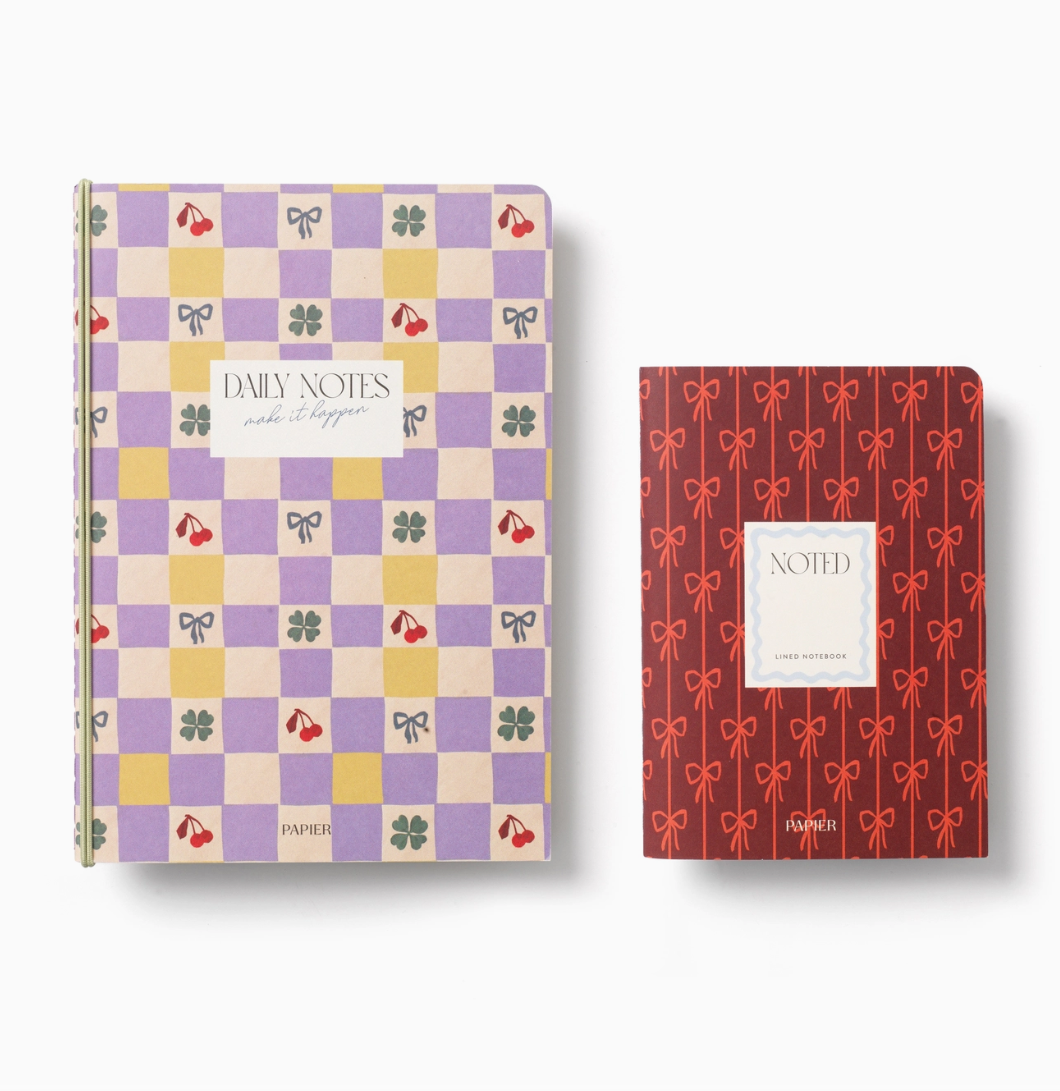 Checkerboard & Bows Softcover Notebook Set of 2 - A5 & A6