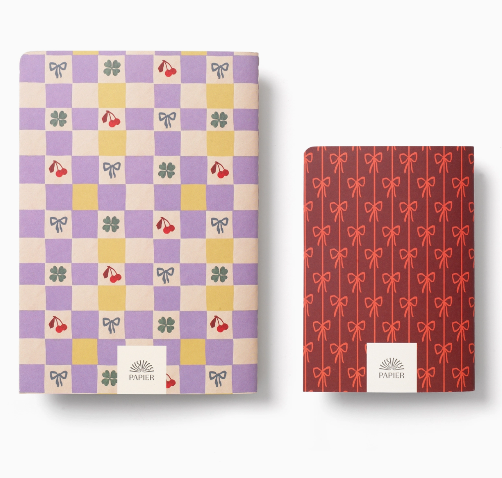 Checkerboard & Bows Softcover Notebook Set of 2 - A5 & A6