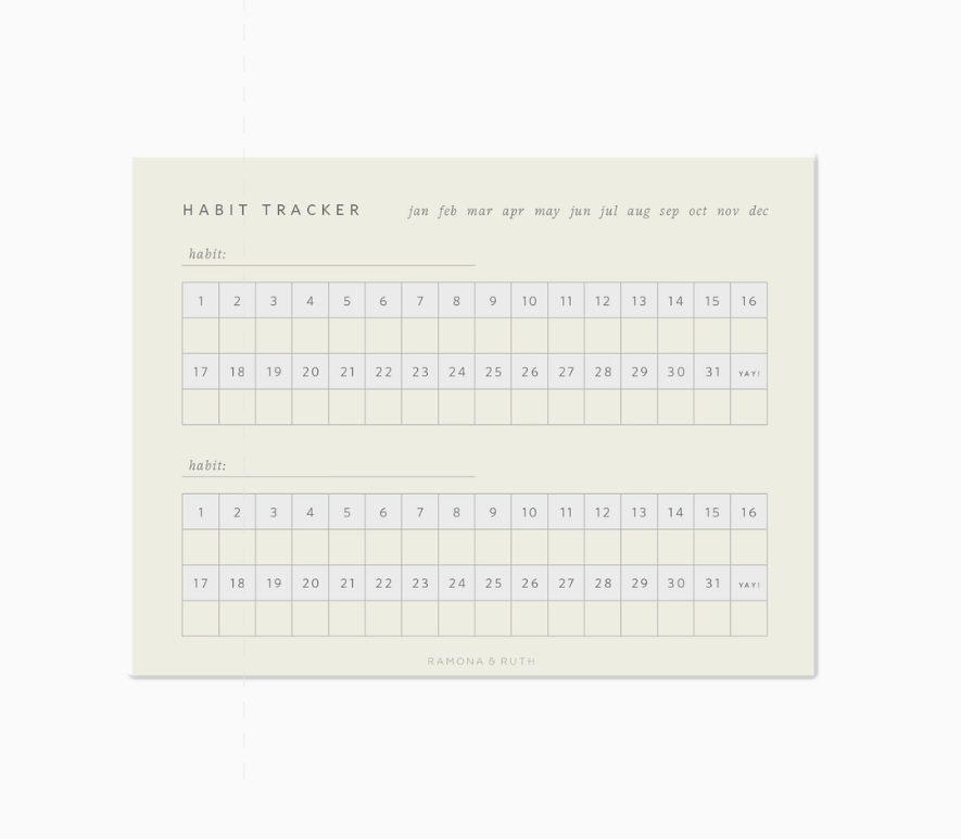 Monthly Habit Tracker Notepad