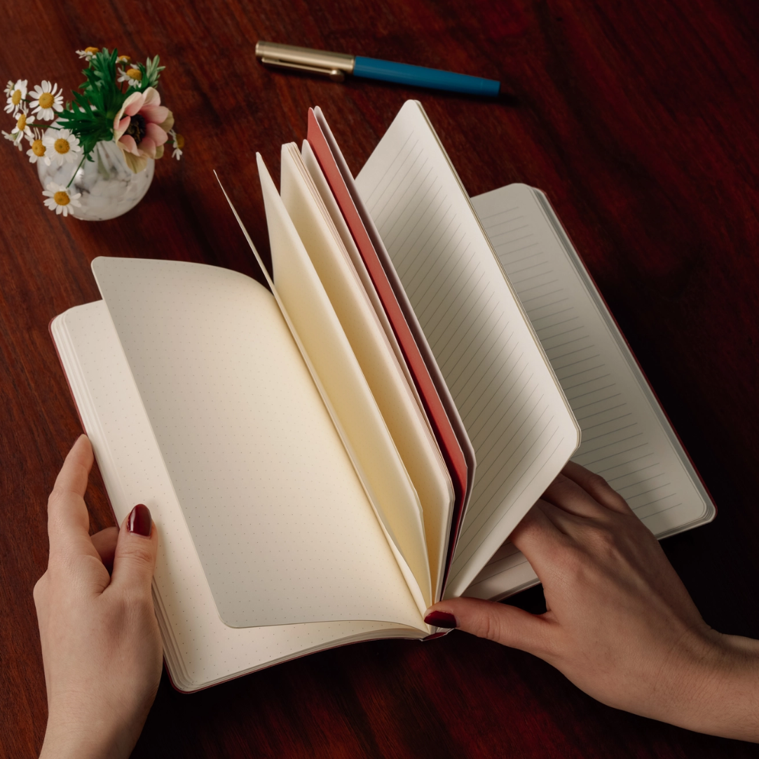 Pink Waves Stepped A5 Softcover Lined Notebook