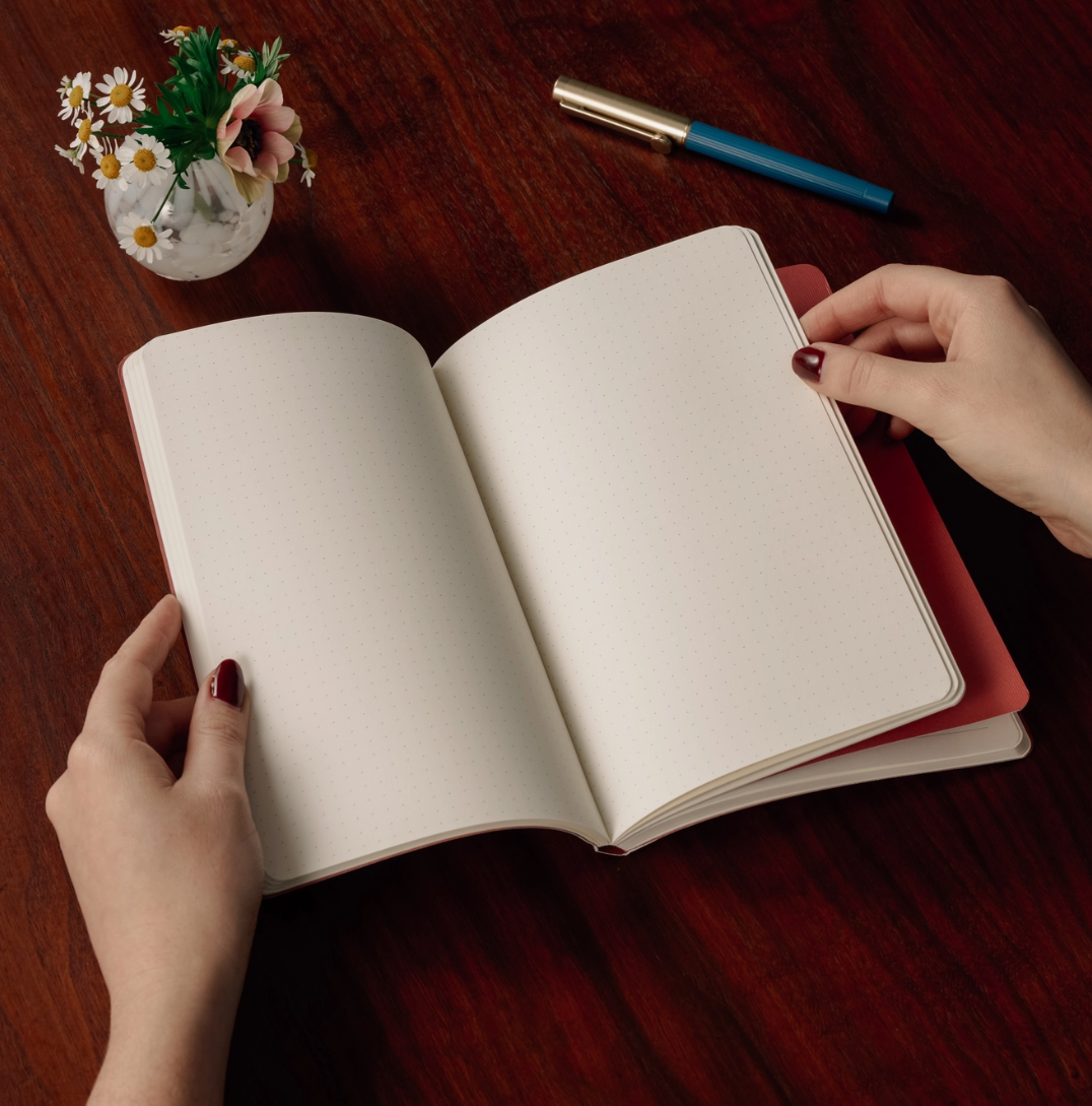 Pink Waves Stepped A5 Softcover Lined Notebook