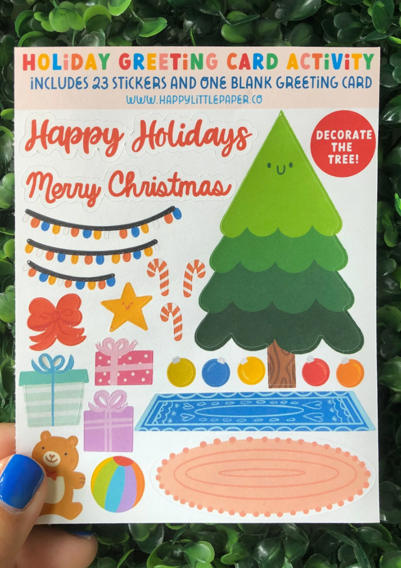 Christmas Tree Activity Sticker Kit Greeting Card