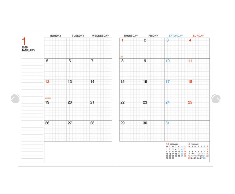 Campus Diary 2026 Monthly Grid type A5
