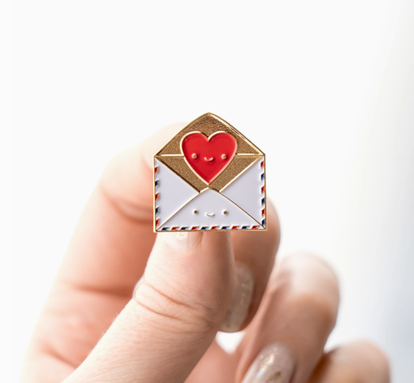 Send Love Snail Mail Envelope with Heart Enamel Pin