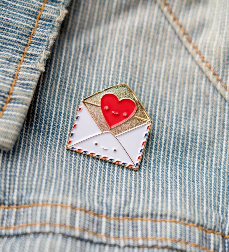 Send Love Snail Mail Envelope with Heart Enamel Pin