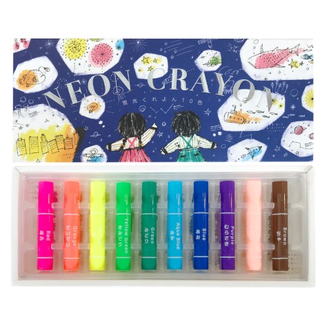 Kokuyo Neon Crayons - 10 Colors