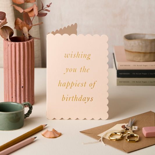 Scallop Happiest Birthday Blush Card