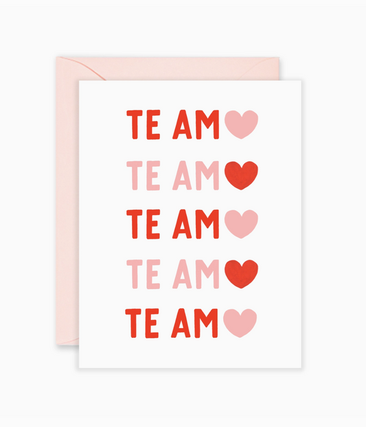 Te Amo Hearts - Spanish Card