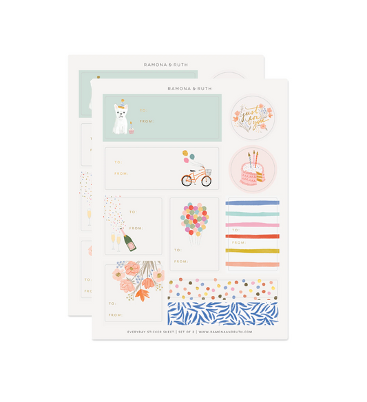 Everyday Gift Tag Sticker Sheet Set of 2