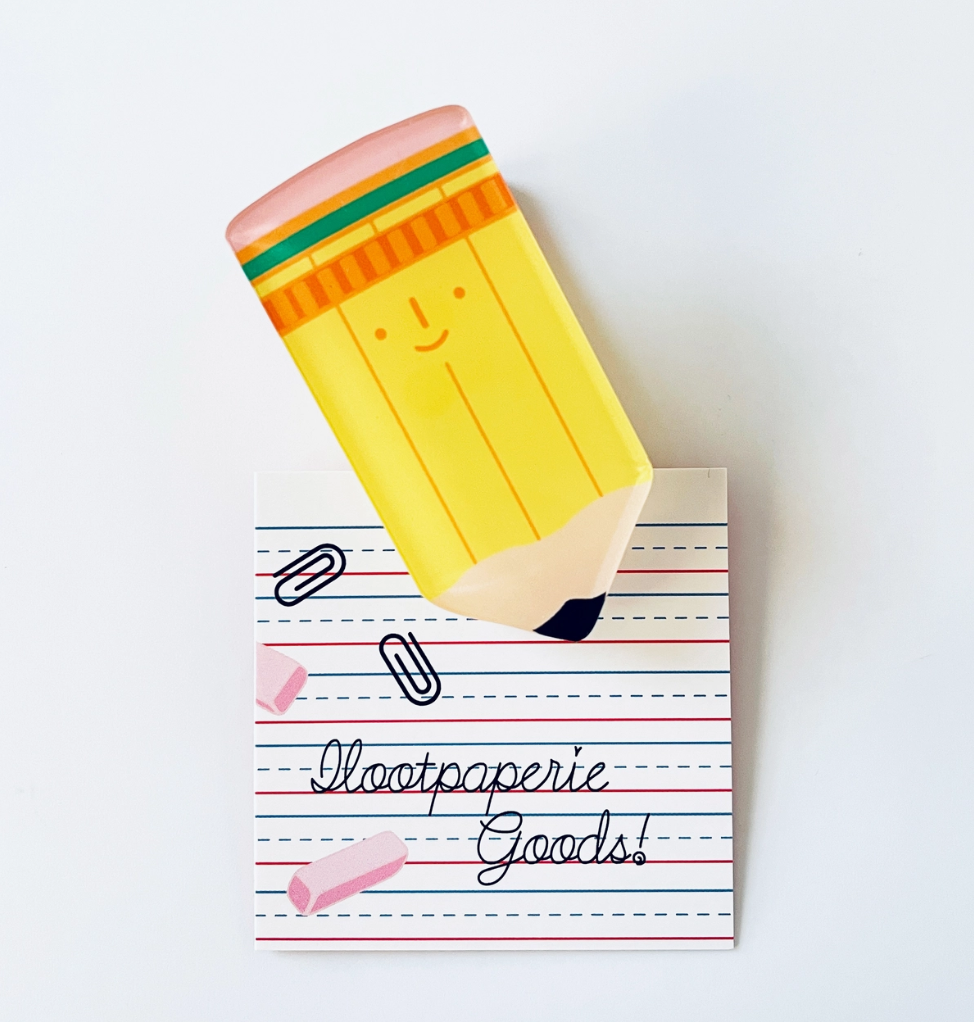 Happy Pencil! Decorative Double-Sided Clear Acrylic Clip