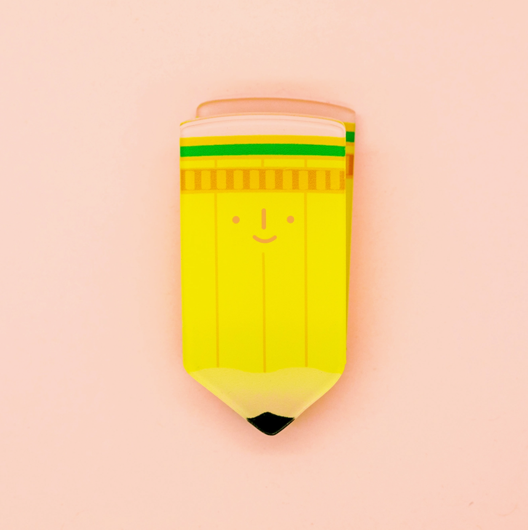 Happy Pencil! Decorative Double-Sided Clear Acrylic Clip