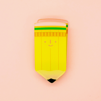 Happy Pencil! Decorative Double-Sided Clear Acrylic Clip