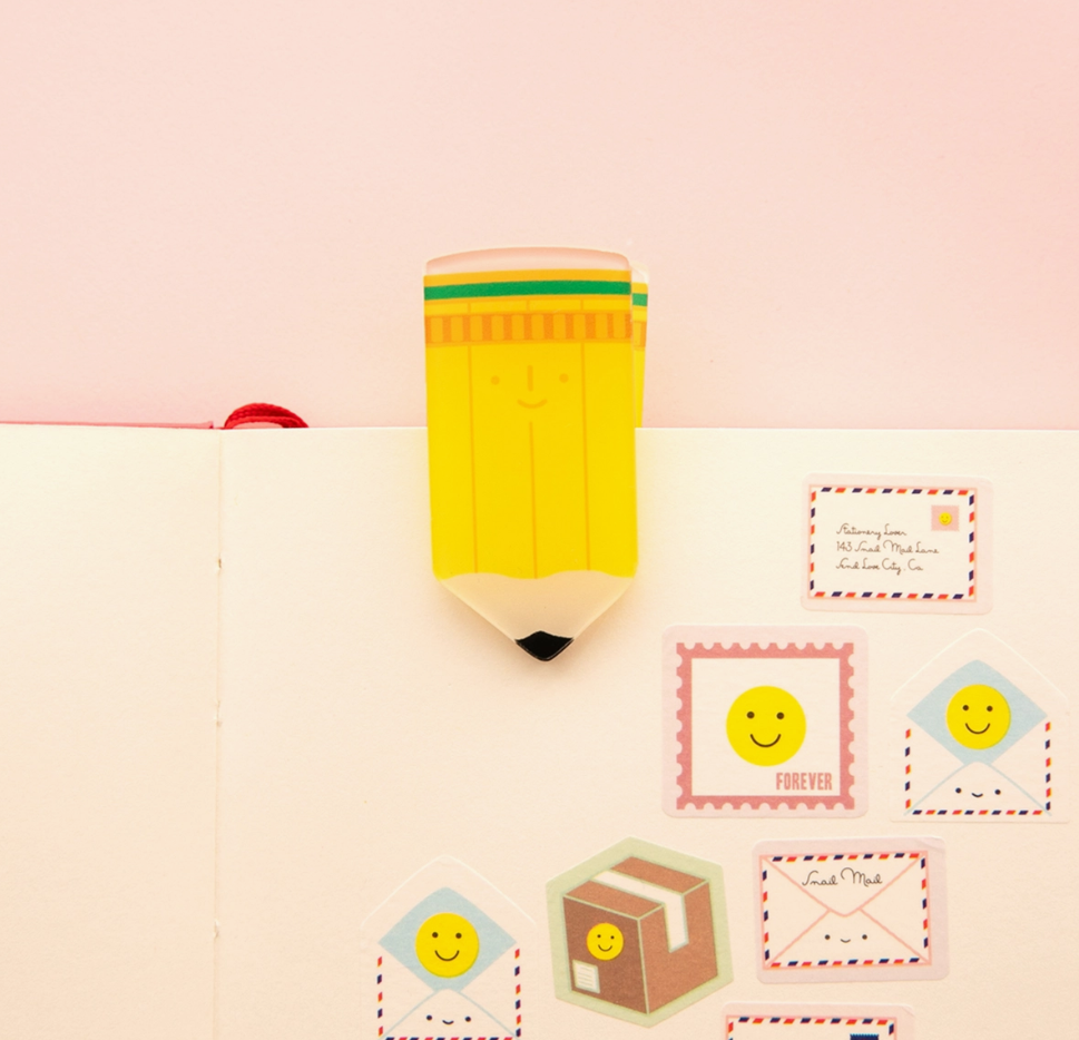 Happy Pencil! Decorative Double-Sided Clear Acrylic Clip
