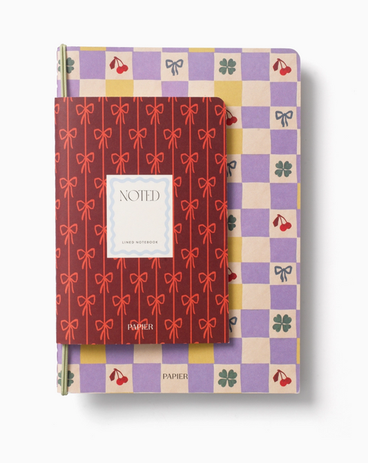 Checkerboard & Bows Softcover Notebook Set of 2 - A5 & A6