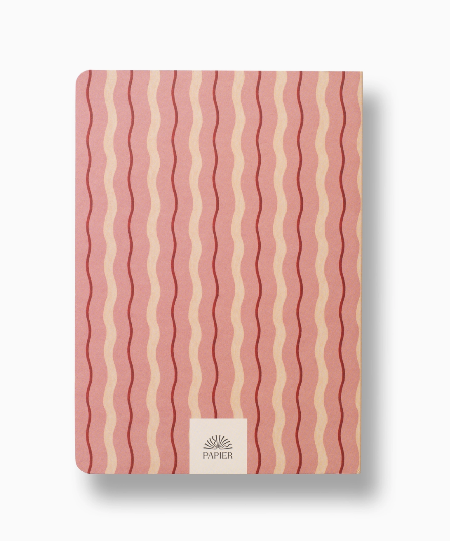 Pink Waves Stepped A5 Softcover Lined Notebook