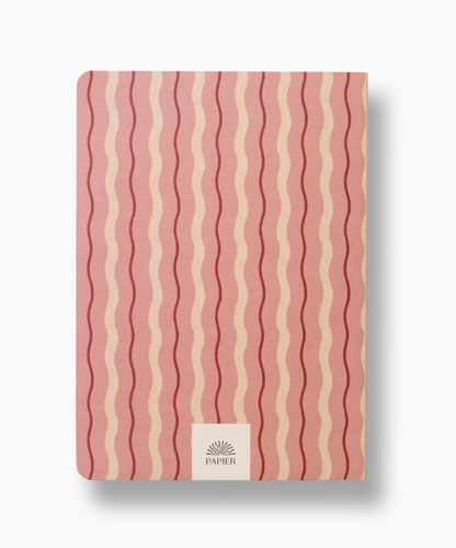 Pink Waves Stepped A5 Softcover Lined Notebook
