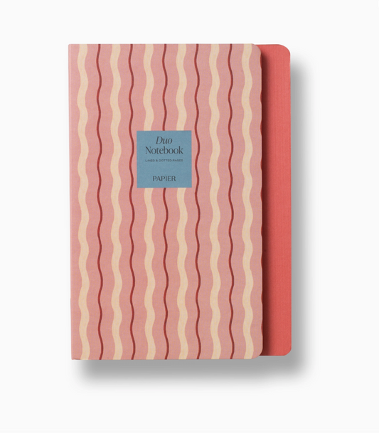 Pink Waves Stepped A5 Softcover Lined Notebook