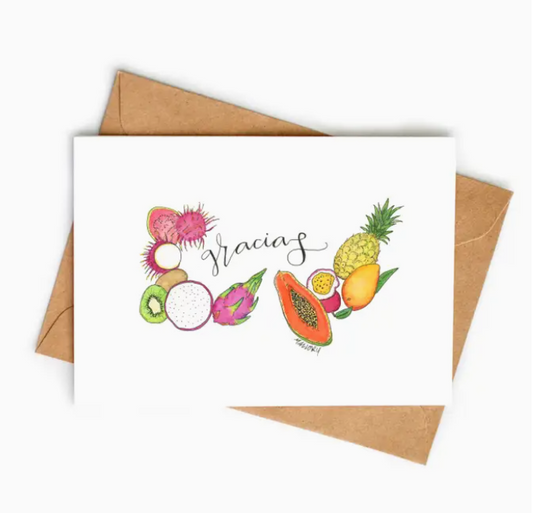 Tropical Fruits Gracias Thank You Card in Spanish