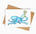 Eight Nights Octopus Hanukkah Card