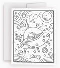 Color Me in Activity Greeting Card "Alligator in Space"