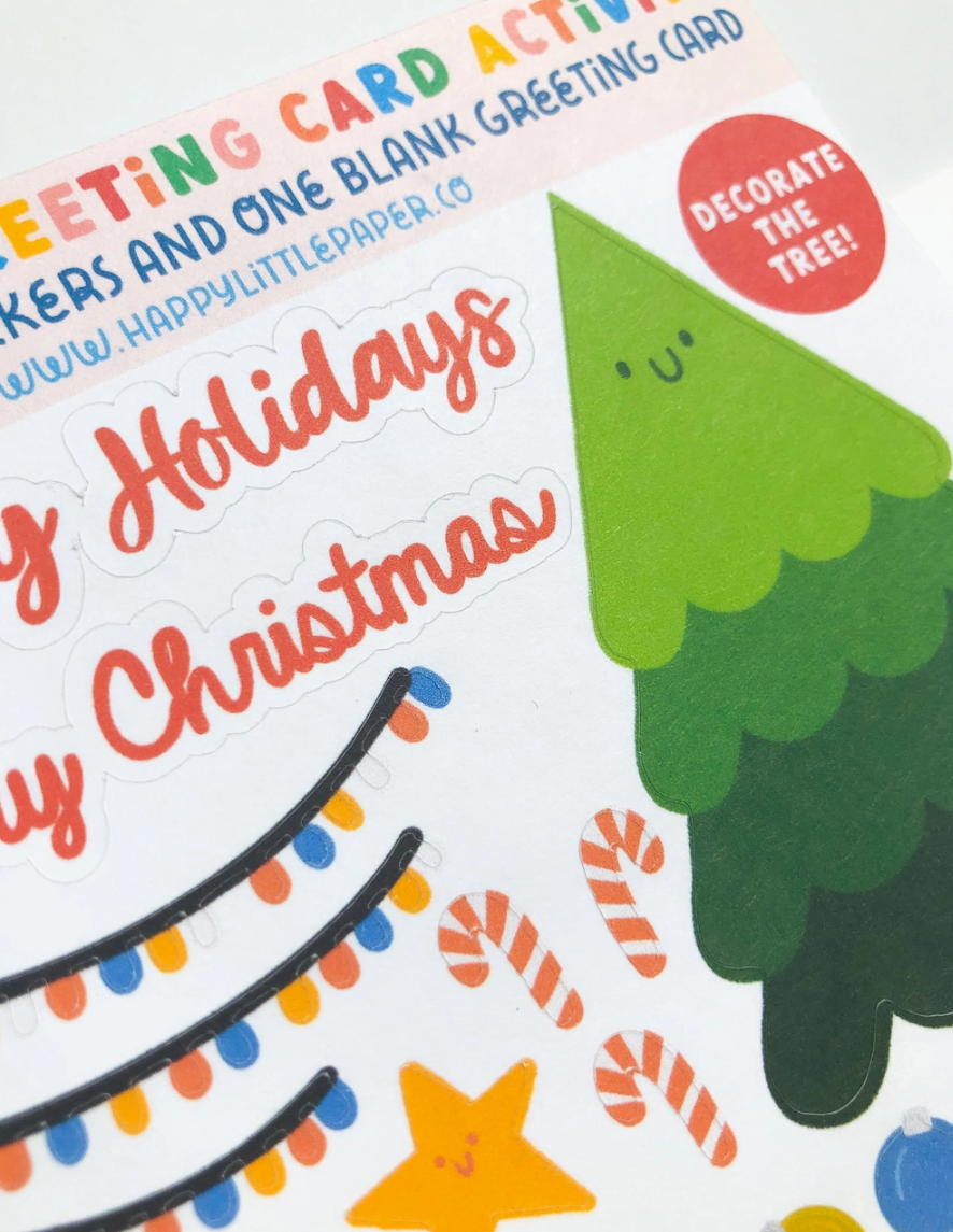 Christmas Tree Activity Sticker Kit Greeting Card