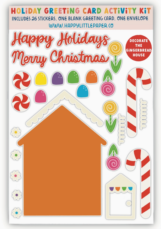 Gingerbread Christmas Activity Sticker Kit Greeting Card