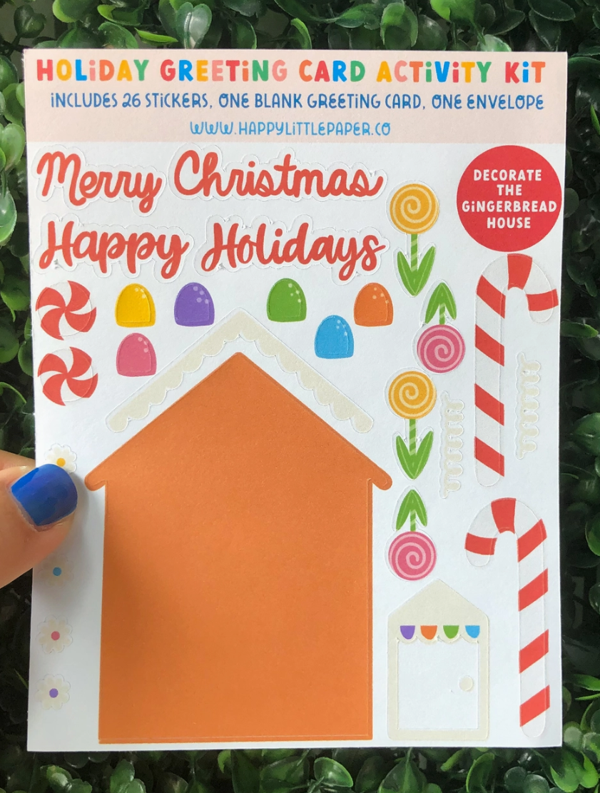 Gingerbread Christmas Activity Sticker Kit Greeting Card
