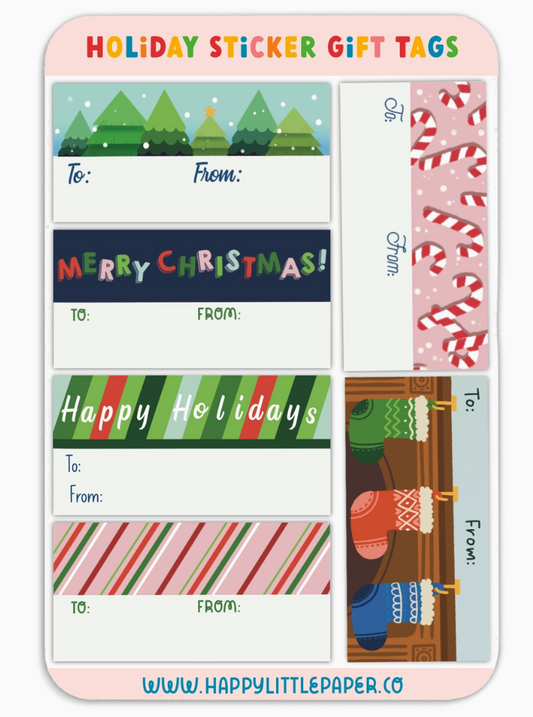 Christmas Holiday Gift Tags Sticker Sheet