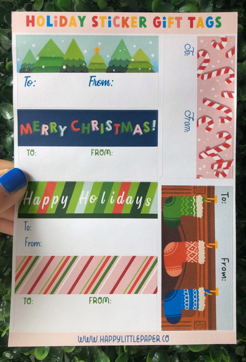 Christmas Holiday Gift Tags Sticker Sheet