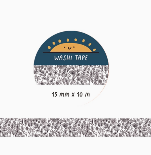 Black and White Floral Washi Tape