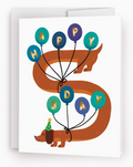 Happy Birthday Dog Greeting Card - Dachshund with Balloons