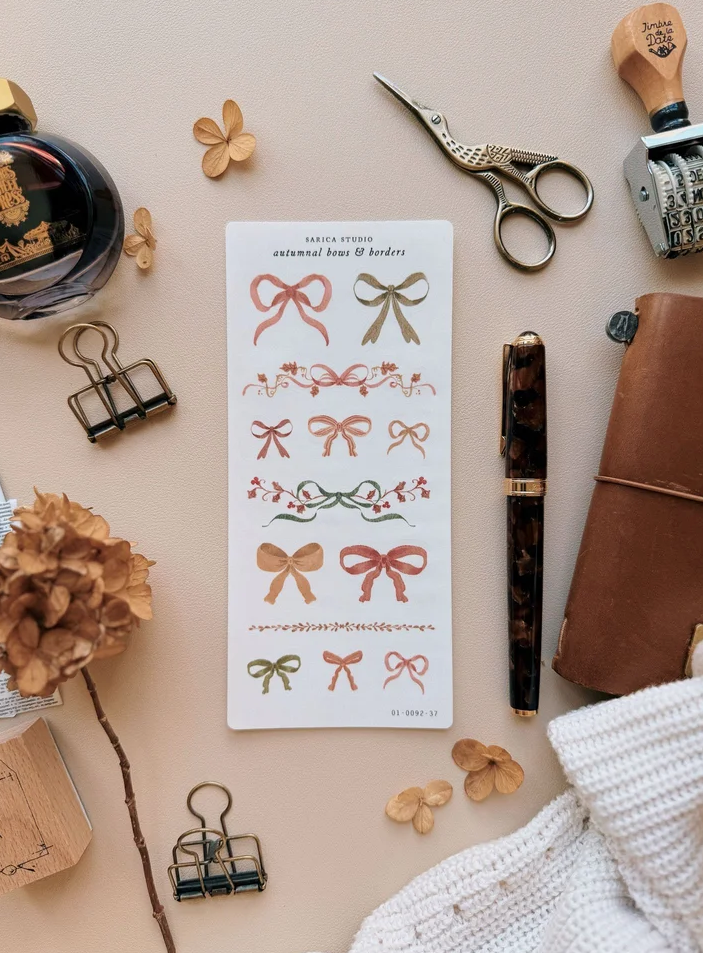 Autumnal Bows & Borders Stickers
