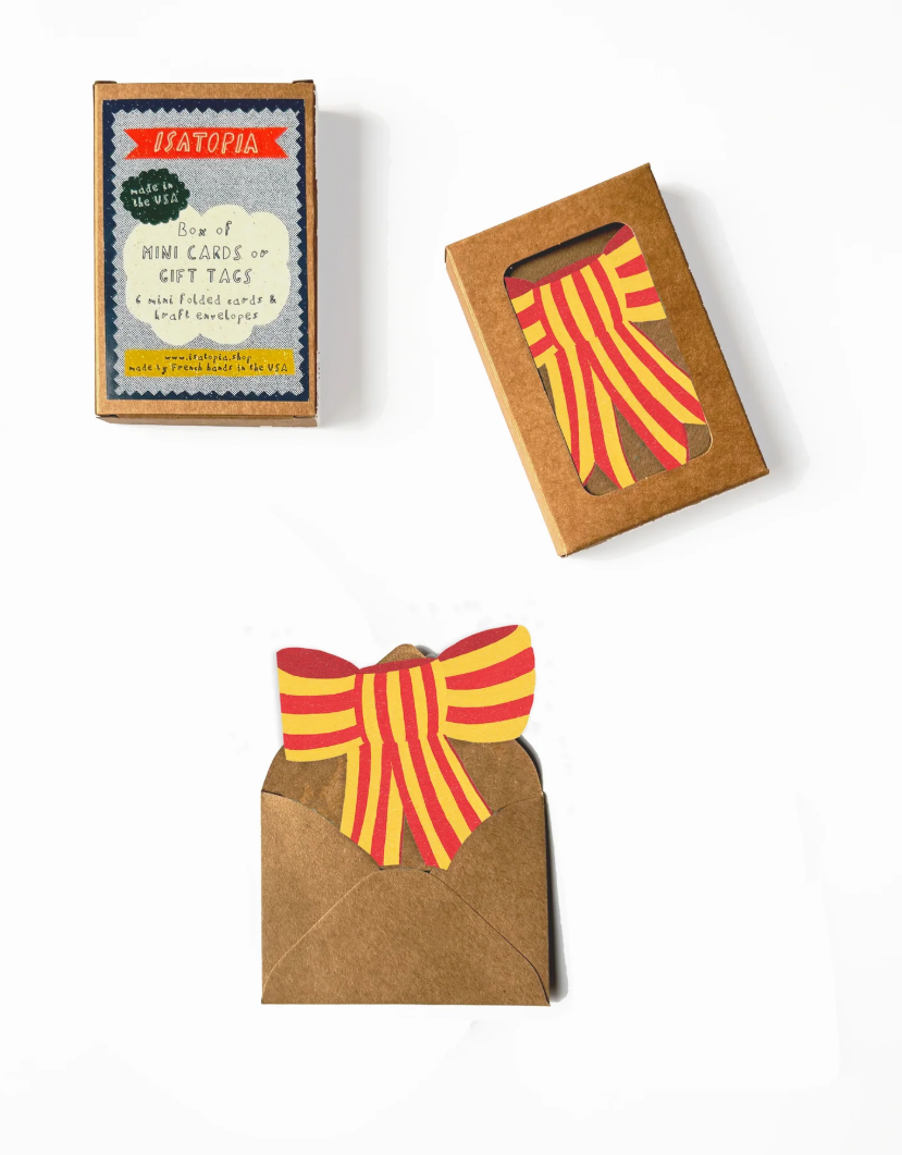 Stripy Bow Mini Cards - Box of 6