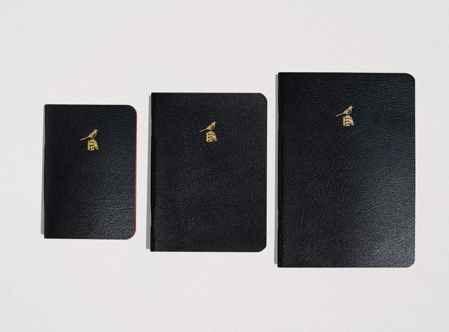 Bieffe Black Pocket Notebook - Red Bound Edges