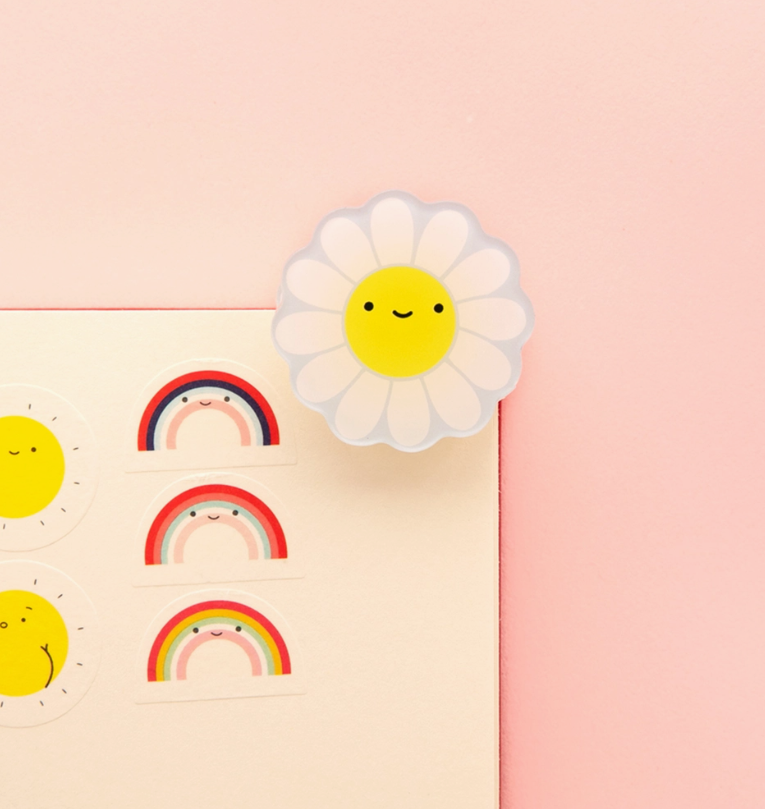 Happy Daisy! Decorative Double-Sided Clear Acrylic Clip