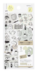 Midori Monotone Cafe Stickers 2 Sheets