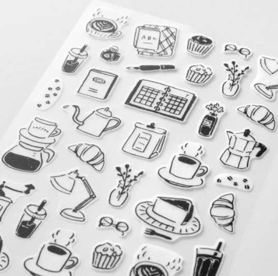 Midori Monotone Cafe Stickers 2 Sheets