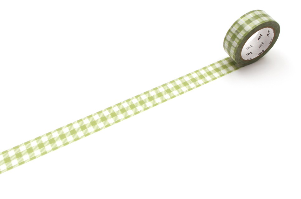 MT Washi Checkered Light Moss Green
