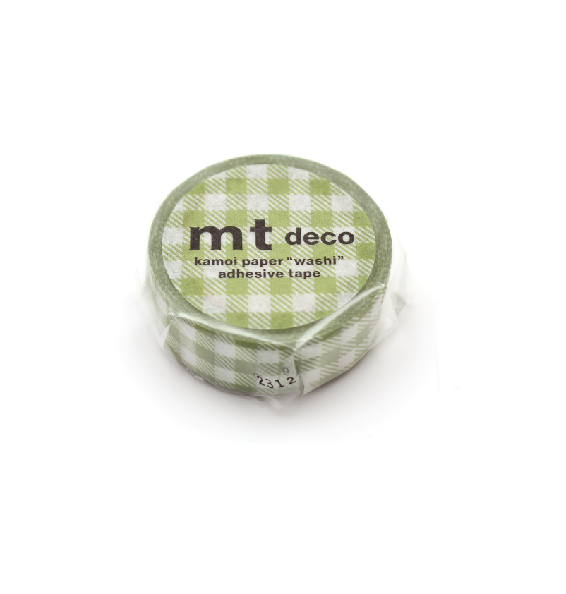MT Washi Checkered Light Moss Green