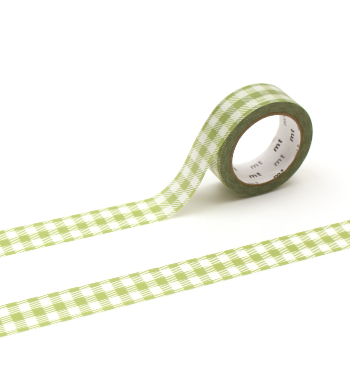 MT Washi Checkered Light Moss Green